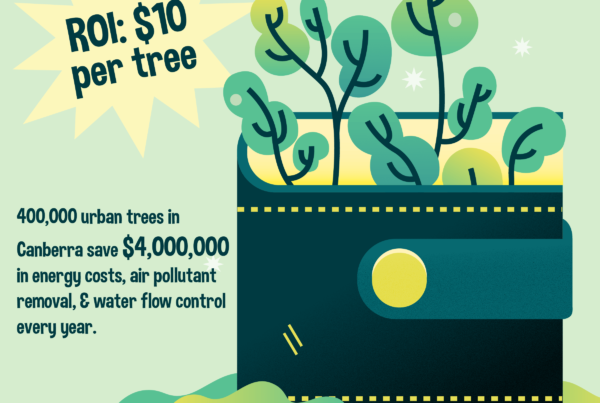 400,000 trees in Canberra's urban forest save $4,000,000 in energy, air pollution, and water flow costs every year.